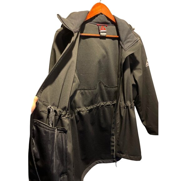 Gerry Womens Black Softshell Hooded Jacket Size XL Adjustable Waist Zip Pockets - Picture 7 of 8